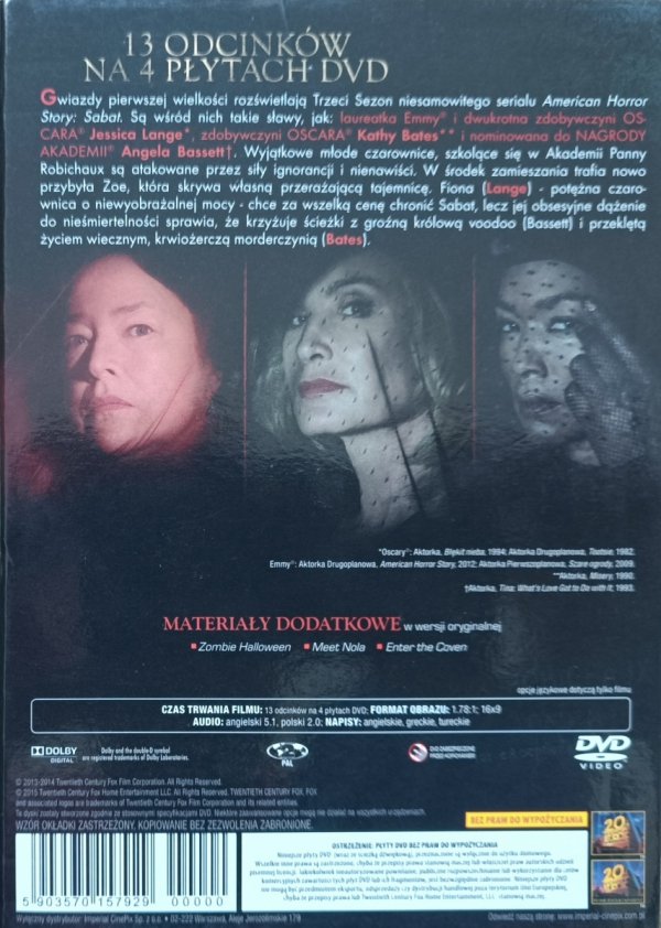American Horror Story Sabat. Kompletny sezon trzeci 4DVD