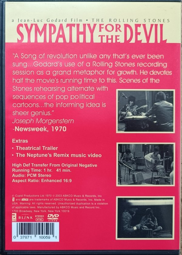 Jean-Luc Godard The Rolling Stones: Sympathy For the Devil DVD