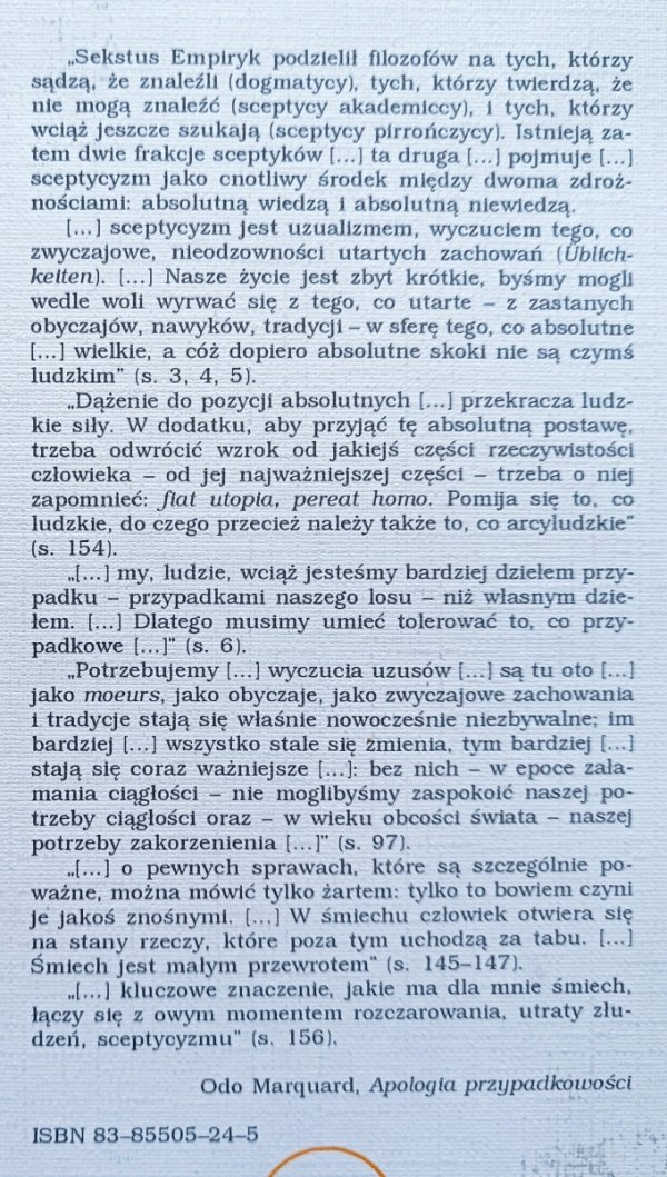 Odo Marquard Apologia przypadkowości