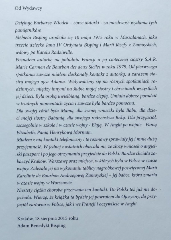 Elżbieta z Bispingów Henrykowa Morman • Trzecia z trzynaściorga rodzeństwa. Wspomnienia 1915-1988
