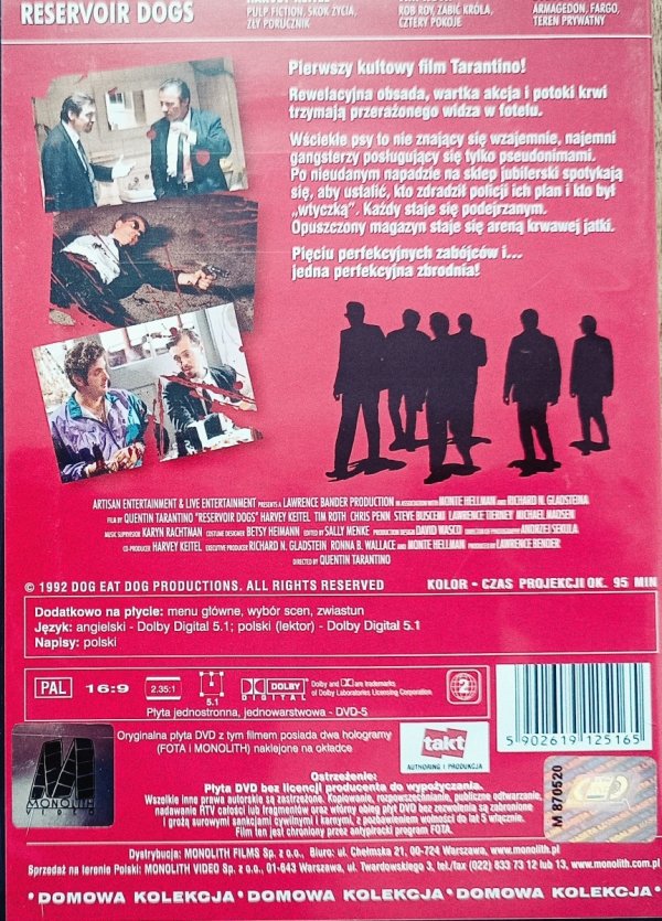 Quentin Tarantino Wściekłe psy DVD