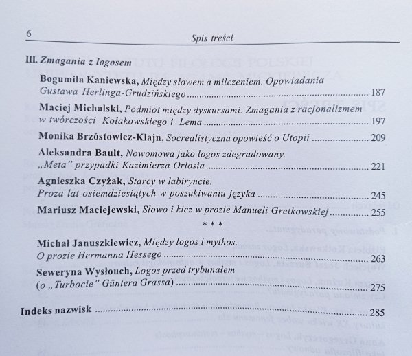 Logos i mythos w kulturze XX wieku [dedykacja Seweryny Wysłouch]