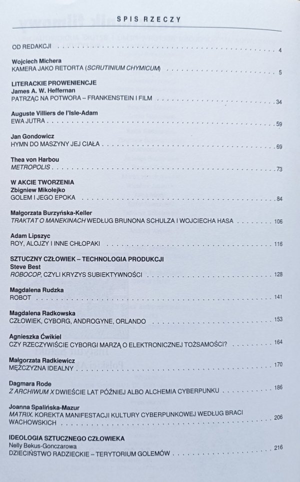 Kwartalnik filmowy 31-32 2000 / Sztuczny człowiek