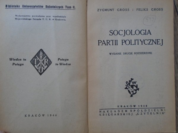 Zygmunt Gross, Feliks Gross • Socjologia partii politycznej [cenzura PRL]