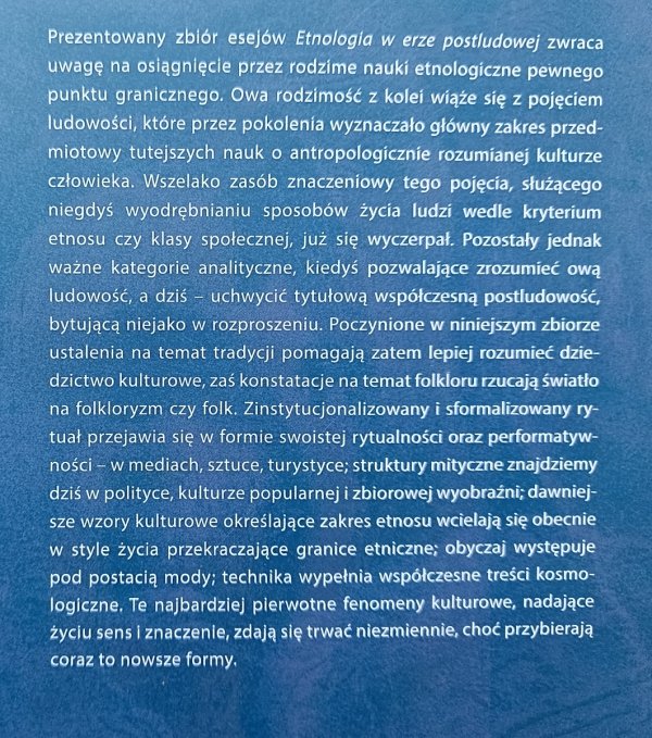 Janusz Barański Etnologia w erze postludowej