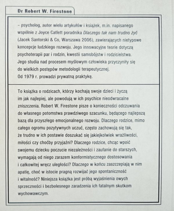 Robert W. Firestone Nietoksyczne rodzicielstwo