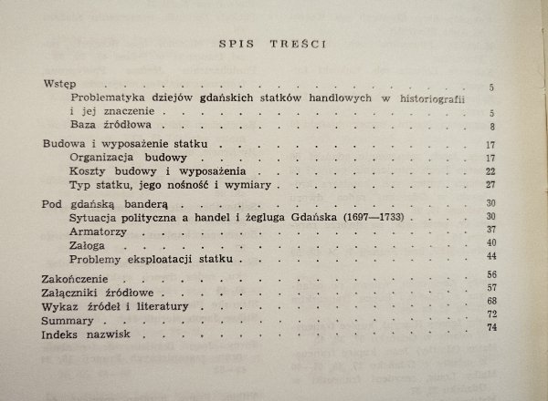 Jerzy Trzoska Dzieje gdańskiego statku Fortuna (1712-1731)