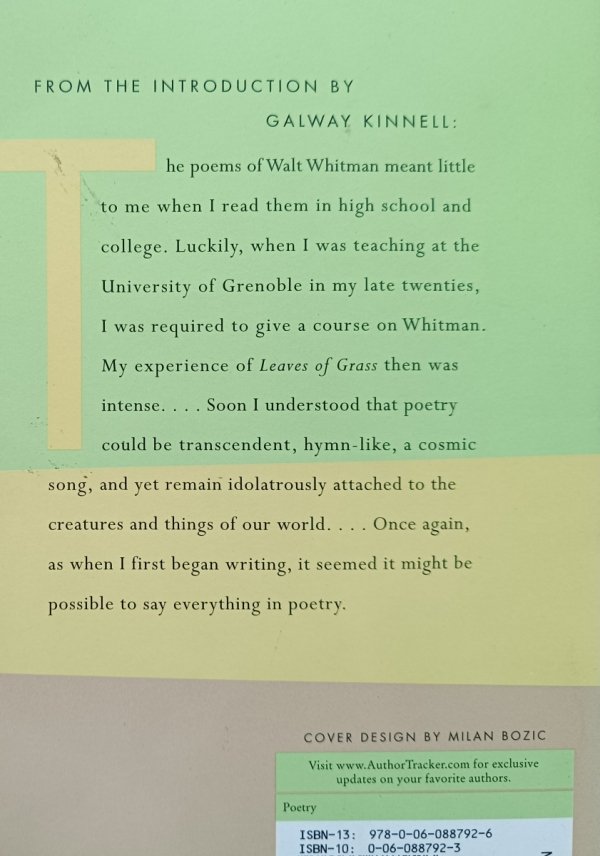 Essential Whitman: Selected amd with an Introduction by Galway Kinnell