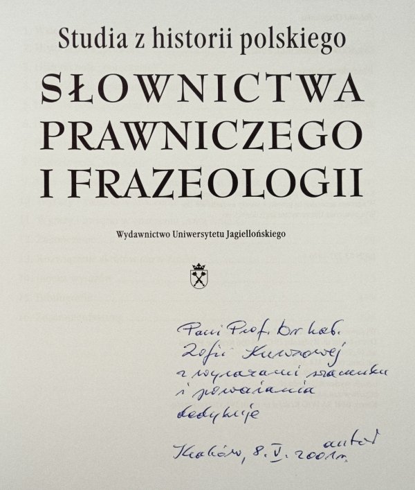 Aleksander Zajda Studia z historii polskiego słownictwa prawniczego i frazeologii