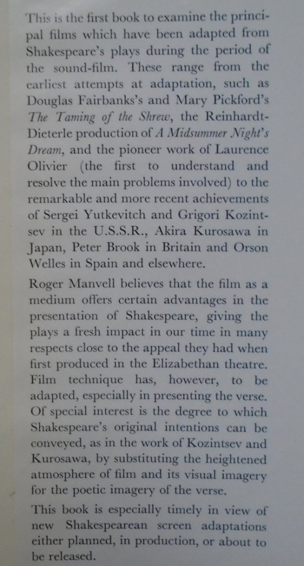 Roger Manvell • Shakespeare and the Film [Szekspir]