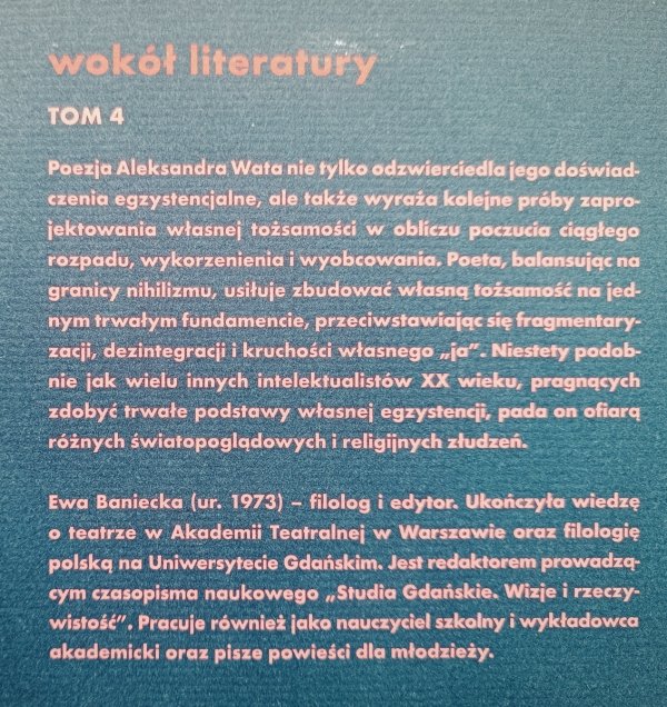 Ewa Boniecka Poezja a projekt egzystencji