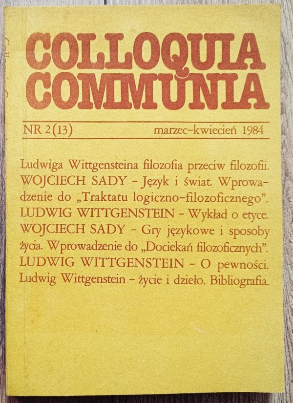 Colloquia Communia 2 (13) 1984 Ludwig Wittgenstein