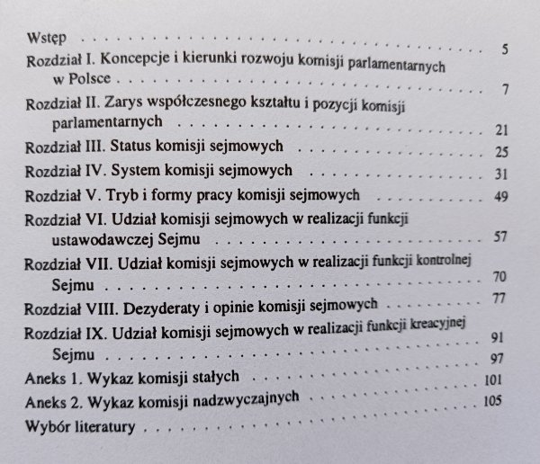 Henryk Pajdała Komisje sejmowe. Status i funkcjonowanie