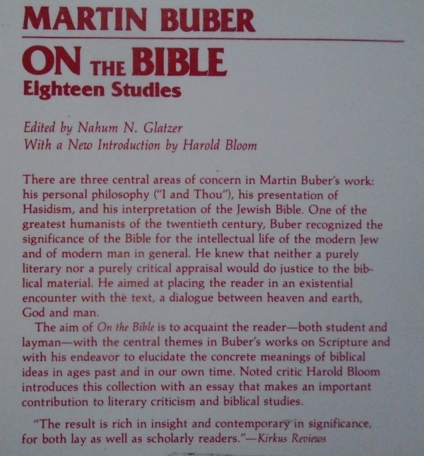 Martin Buber • On the Bible. Eighteen Studies