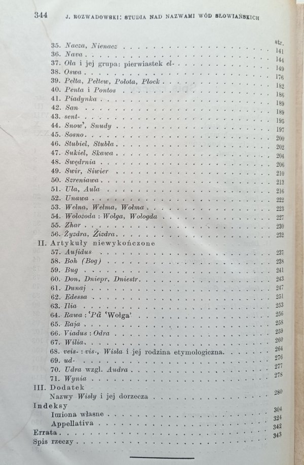 Jan Rozwadowski Studia nad nazwami wód słowiańskich