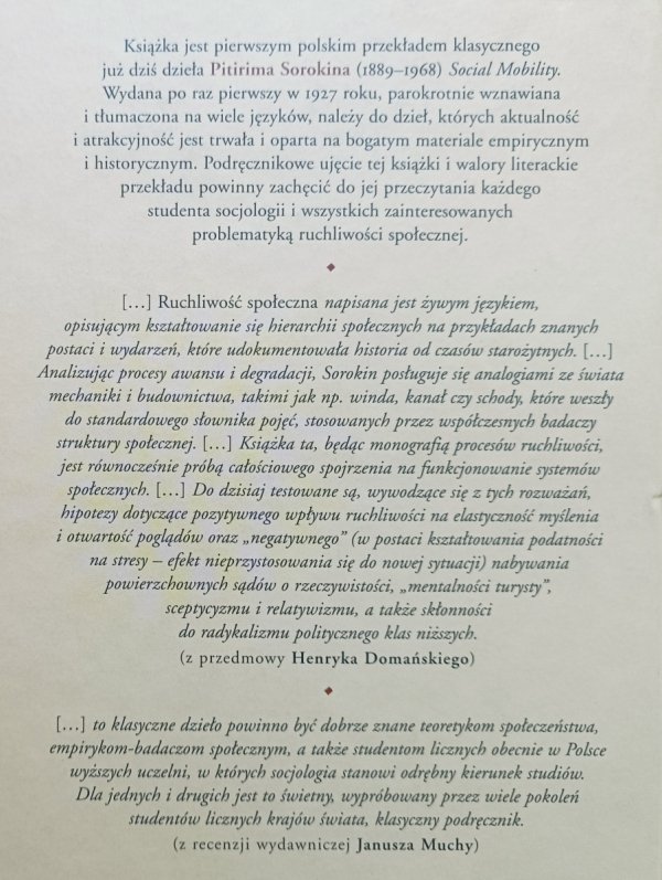 Pitirim A. Sorokin Ruchliwość społeczna