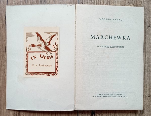 Marian Hemar Marchewka / ex libris Michała Kryspina Pawlikowskiego