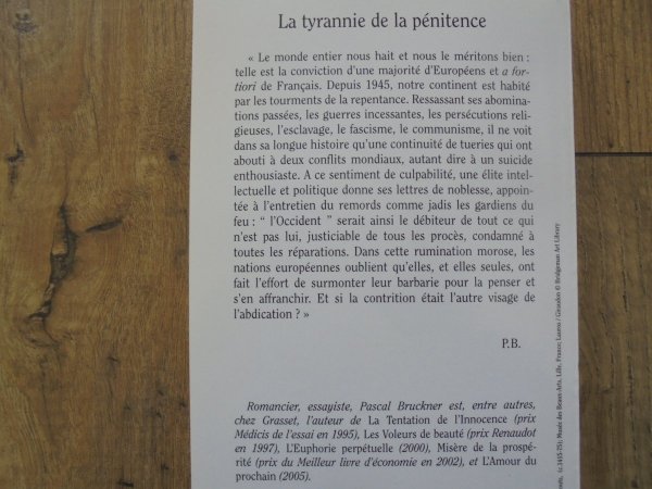 Pascal Bruckner • La tyrannie de la penitence. Essai sur le masochisme occidental