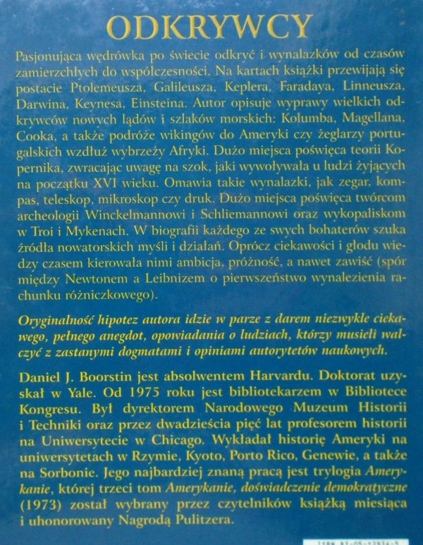 Daniel J. Boorstin • Odkrywcy. Dzieje ludzkich odkryć i wynalazków