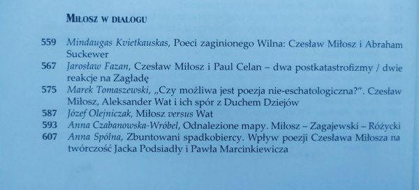 red. Aleksander Fiut, Artur Grabowski, Łukasz Tischner Miłosz i Miłosz