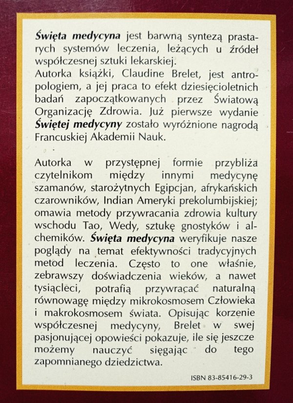 Claudine Brelet Święta medycyna