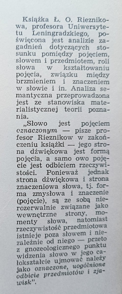 Ł.O. Rieznikow Pojęcie i słowo
