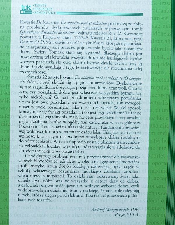 Św. Tomasz z Akwinu Dysputy o dobru