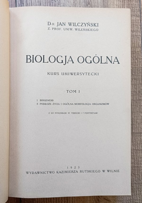Jan Wilczyński Biologia ogólna / 1923