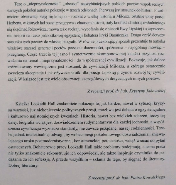 Leokadia Hull Obecność nieprzynależna. Pokoleniowe wydziedziczenie w poezji po 1989 roku