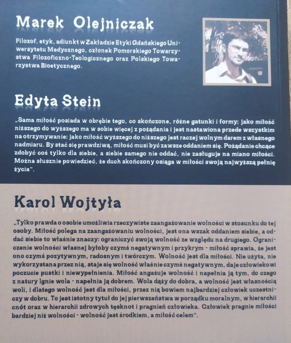 Marek Olejniczak Wolność miłości. Ontologia osoby ludzkiej w koncepcjach Edyty Stein i Karola Wojtyły