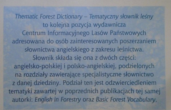 Elżbieta Kloc • Thematic Forest Dictionary. Tematyczny słownik leśny