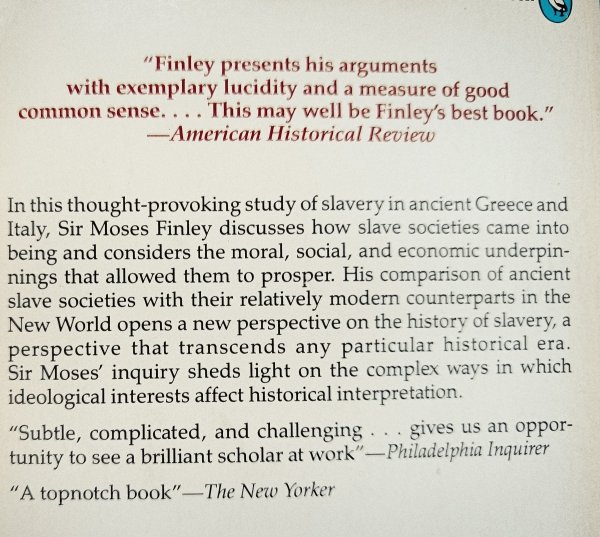 Moses Finley Ancient Slavery and Modern Ideology