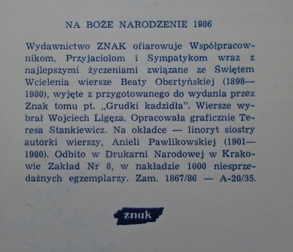 Beata Obertyńska • Betlejemski zajazd