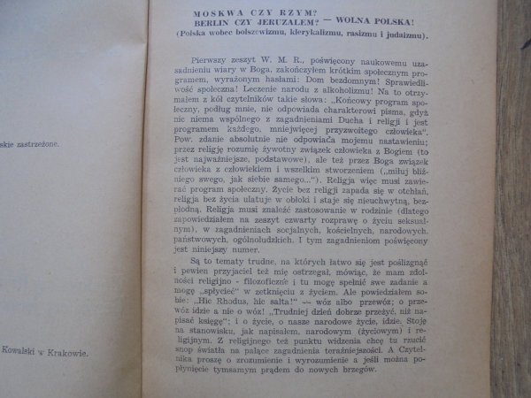 red. Karol Grycz-Śmiłowski • Wolna Myśl Religijna 1/2-1936