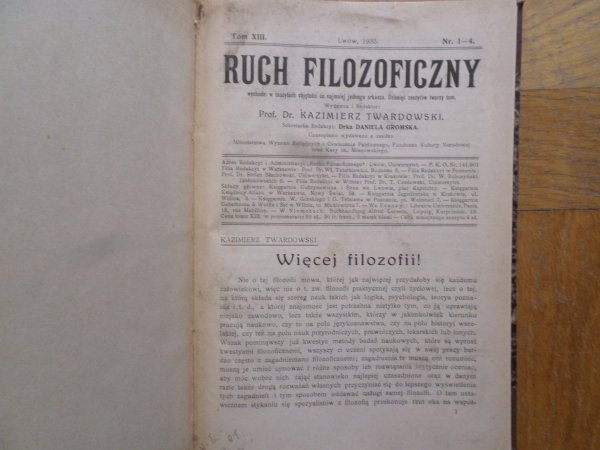 red. Prof. Dr. Kazimierz Twardowski • Ruch filozoficzny rocznik 1935