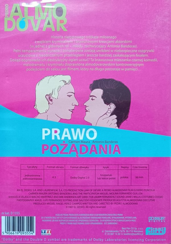 Pedro Almodóvar Prawo pożądania DVD