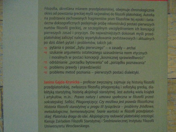 Janina Gajda-Krynicka • Filozofia przedplatońska
