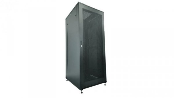 Szafa serwerowa rack 19 cali 42U 800x1000, drzwi szklane, kolor czarny FLAT PACK