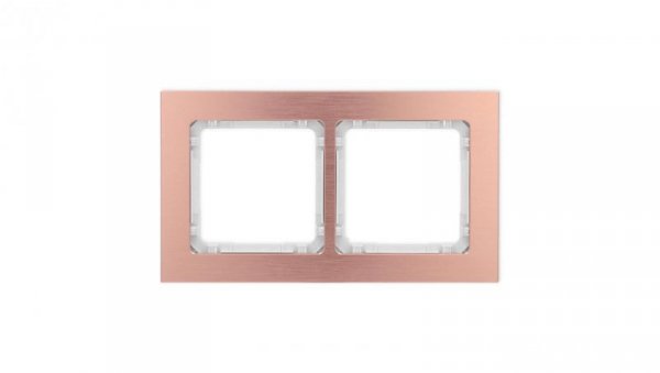 DECO Ramka uniwersalna podwójna - aluminium szczotkowane (ramka: kolor miedziany spód: biały) 9-0-DRA-2