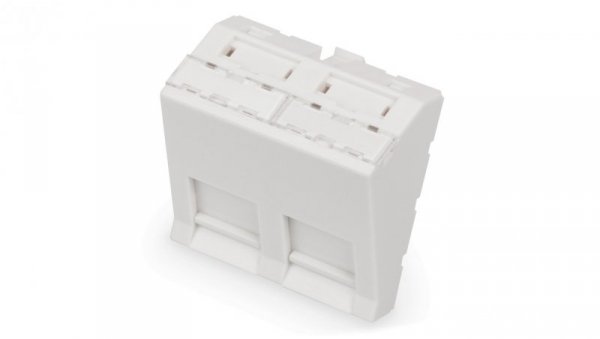 Adapter kątowy M45 2x Keystone, 45x45mm p/kurz biały DN-93802-7-SH
