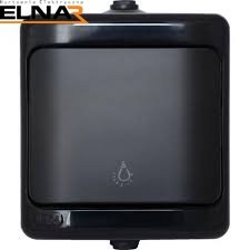 BRYZA Przycisk światło IP54 10AX 250V czarny 180903