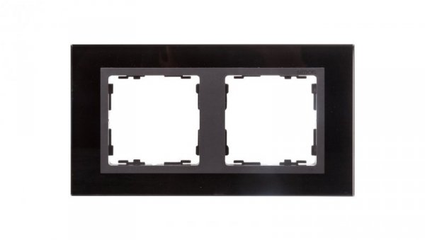 Simon 82 Ramka podwójna pozioma szklana czarna/ ramka pośrednia grafit 82827-32