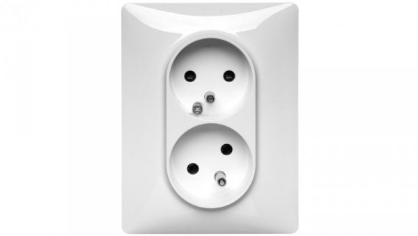VALENA LIFE Gniazdo podwójne z/u z przesłonami /monoblok/ białe 753186