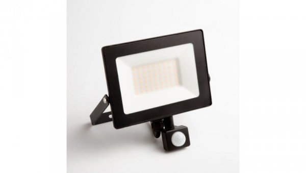 Naświetlacz led z czujnikiem ruchu PIR 50W 4500LM AC230V IP65 kąt świecenia 120 neutralna biała 4000K czarny
