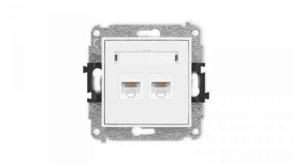 MINI Mechanizm gniazda komputerowego podwójnego 2xRJ45, kat. 5e, 8-stykowy biały mat 25MGK-2