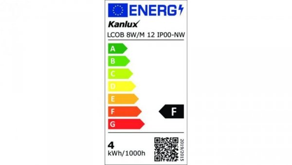 Pasek LED 12V LCOB 8W/M 12 IP00-NW 760lm/m 4000K barwa neutralna 33366