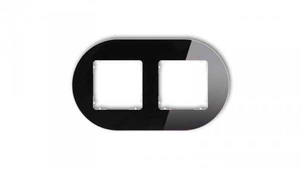 ICON Ramka uniwersalna podwójna okrągła - efekt szkła (ramka: czarna spód: biały) 12-0-IRSO-2