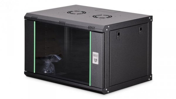 Szafa sieciowa wisząca Dynamic 19 7U rack 600x450, drzwi szyba, czarny, niezłożona, 60kg DN-37101