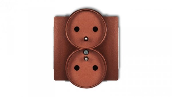 DECO Gniazdo podwójne z/u brązowy metalik 9DGPR-2zp