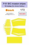 Omask 80085 P-51 B/C invasion stripes 18 inches (for Arma Hobby) 1/72